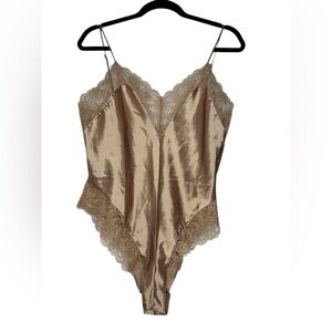 Delicates Gold Satin Lace Chemise